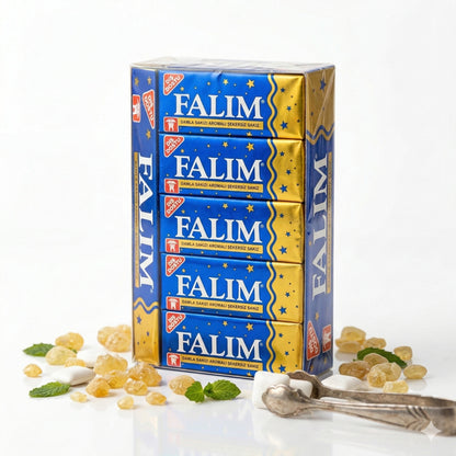 Falim Damla Sakiz zuckerfreier Kaugummi, 2 Packungen mit je 20 Stück, Snacks mit frischem Geschmack, in geöffnetem Packungsdesign