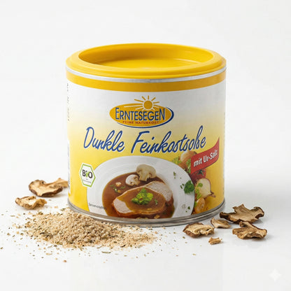 Erntesegen Bio dunkle Feinkostsoße zum Kochen, 200g, cremige dunkle Soße für vielfältige Gerichte, authentischer Geschmack