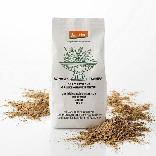 ErdmannHAUSER Demeter Sonam's Tsampa Gersteung, 250 g, für das Kochen, mit gerösteter Gerste in einer Packung