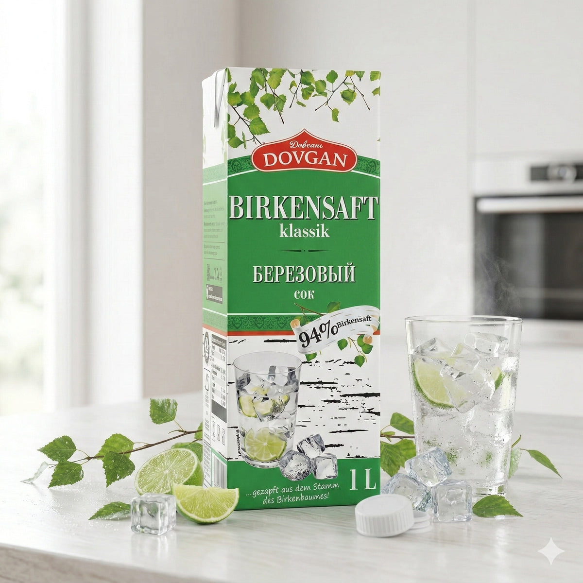 DOVGAN Birkensaft Klassik im 1L-Flasche, naturbelassener Birken-Saft aus der Öle & Säfte Kategorie, von Dovgan