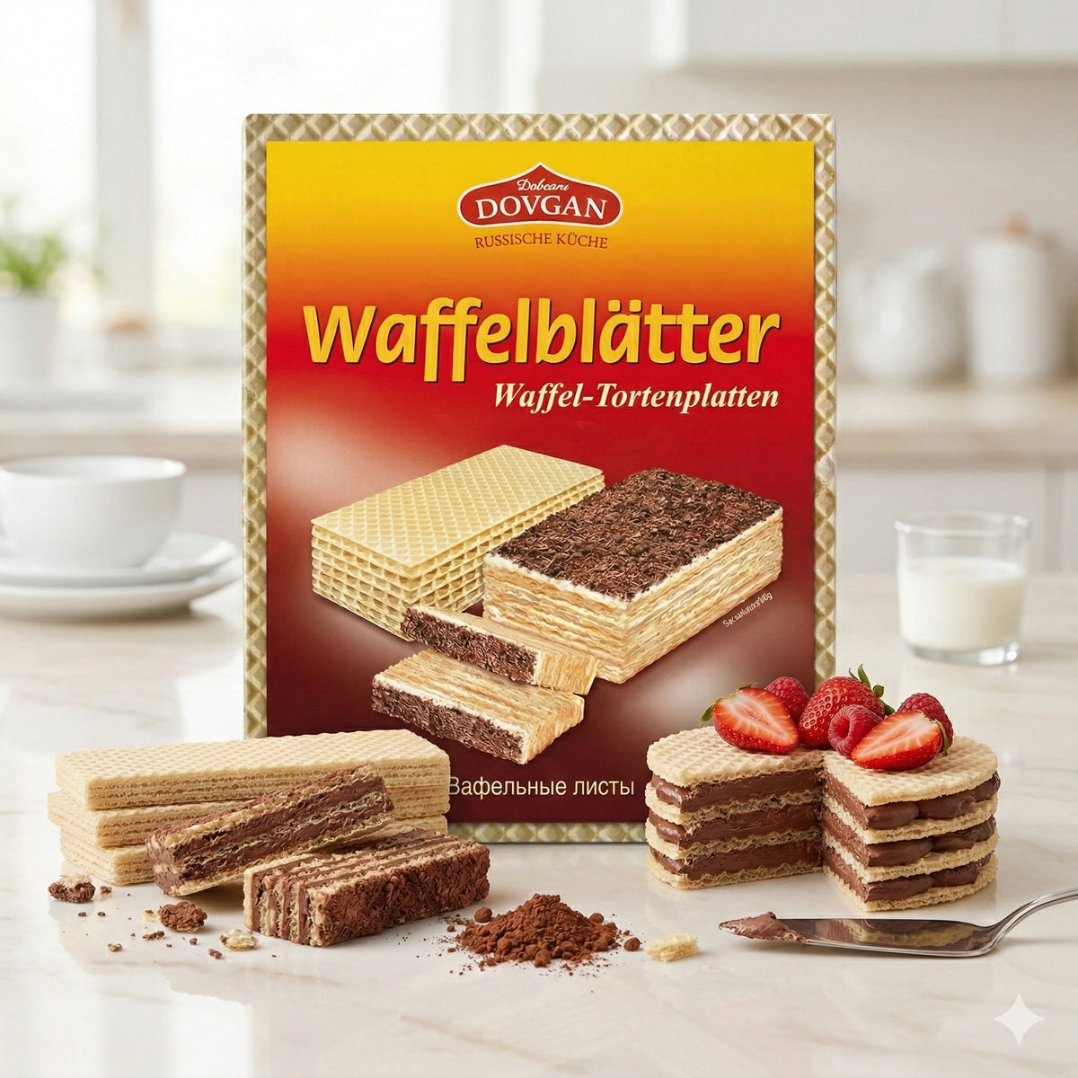 DOVGAN Waffelblätter für Backen, dünne Waffeln, im 1er Pack, gebleichtes Backzubehör, für Waffeln und Desserts