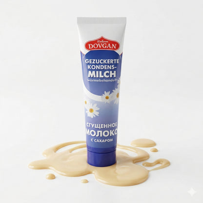 DOVGAN gezuckerte Kondensmilch in Tube für Backrezepte, 3x150g, cremige Süßung für Kuchen und Desserts