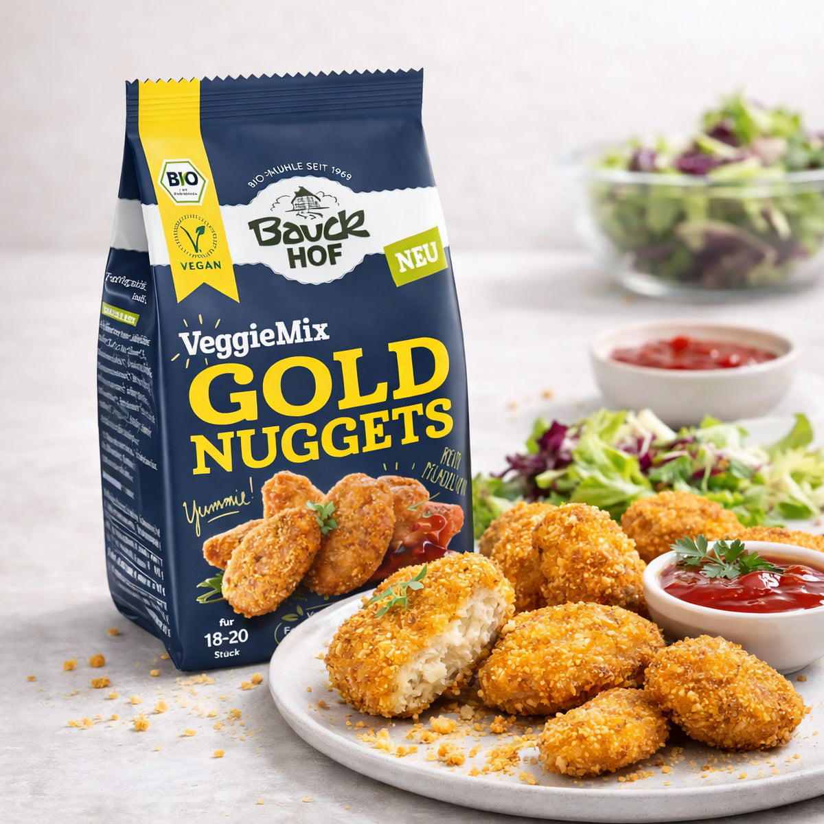 Bauckhof Bio VeggieMix Goldnuggets Kochmischung, naturbelassen, in 180g Verpackung, für gesunde vegetarische Gerichte