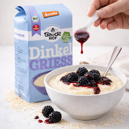 Vollkorn Dinkel-Mehrkorn für Frühstück, Bio-Qualität von Bauckhof, in 500g-Packung, naturbelassen und nährstoffreich