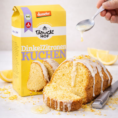 Bauck Demeter Dinkel Zitronenkuchen, ab 485g, frisch gebacken, mit Zitronen und Dinkelmehl von Bauckhof, Backware