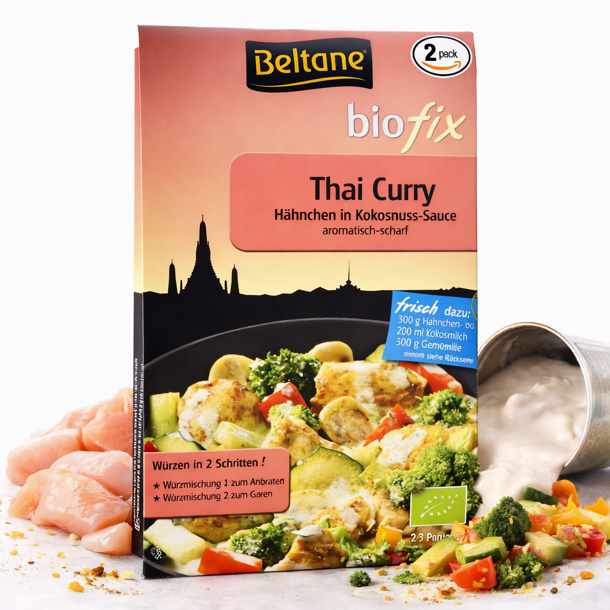 Beltane biofix Thai Curry Gewürzmischung in 2x 20,9g Packungen, ideal zum Kochen mit authentischem Thai-Geschmack