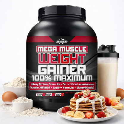 BodyworldGroup Mega Muscle Weight Gainer in verschiedenen Geschmacksrichtungen, 5 kg, proteinreicher Weight Gainer für Muskelaufbau