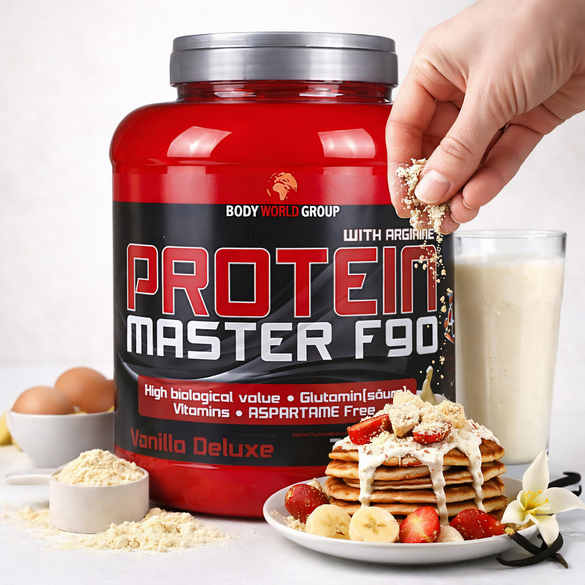Mehrkomponenten-Protein BWG Muscle Line Protein Master F90 von BodyworldGroup, verschiedene Geschmacksrichtungen, ab 3000g