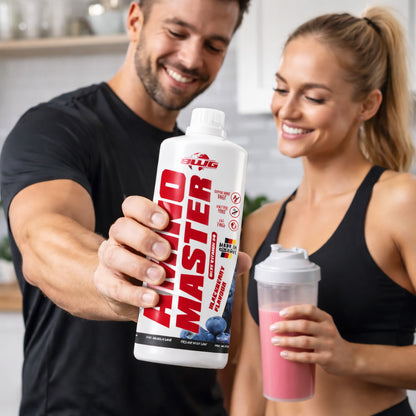 Amino Liquid Master BCAA + Arginin Konzentrat von BodyworldGroup in 1000ml Blackberry Flasche, flüssiges Aminosäure-Getränk