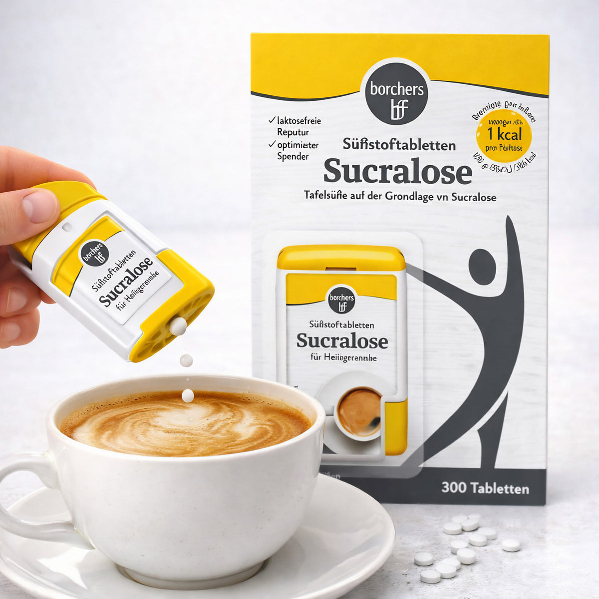 Borchers Sucralose Süßungstabletten für Tee, ab 300 Stück, natürliche Süße, praktische Tabletten in einer Verpackung