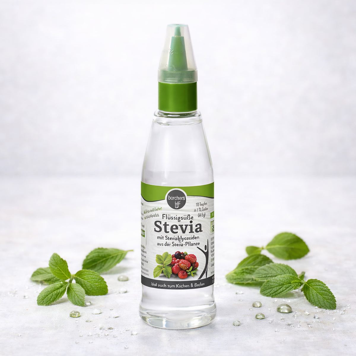Borchers Stevia Flüssigsüße für Frühstück, natürliche Zuckeralternative, in 125ml Flasche, ideal zum Süßen von Speisen und Getränken
