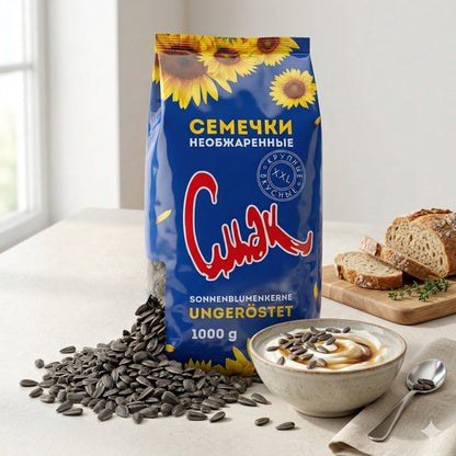 Dovgan Cmak Sonnenblumenkerne, 5 kg, Snack, geröstet und gesalzen, in einer offenen Verpackung, close-up Ansicht