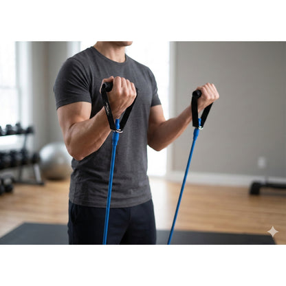 Dittmann BodyTube Gymnastikband mit Schaumgriff in verschiedenen Stärken, geeignet für Fitness- und Krafttraining.