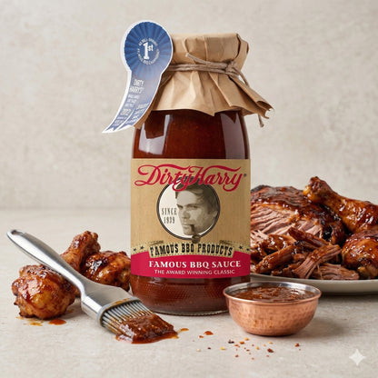 Dirty Harry Famous BBQ Sauce von Münchner Kindl Senf in 250ml Flasche, würzige Gewürzsauce für Grillgerichte
