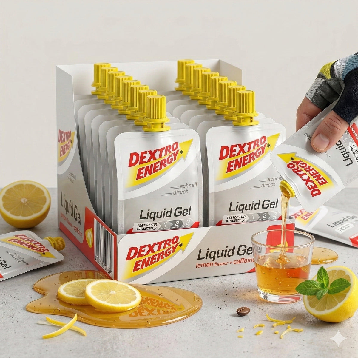 Dextro Energy Liquid Gel Mineralien, verschiedene Sorten, 18er Packung, energiereiches Nahrungsergänzungsmittel, in praktischer Verpackung