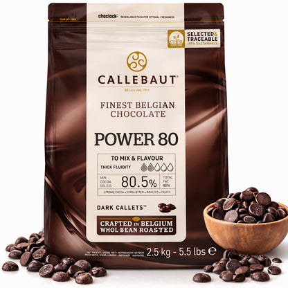 Dunkle Callebaut Callets Power 80 zum Kochen, ab 2,5 kg, hochwertige Schokoladenstückchen für Backen und Dessertzubereitung