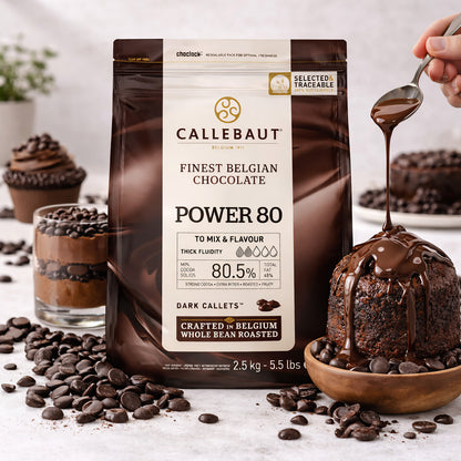 Dunkle Callebaut Callets Power 80 zum Kochen, 2,5 kg Packung, hochwertige Zartbitterschokolade für Backen und Desserts