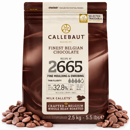 Callebaut Kuvertüre Callets, Vollmilchschokolade mit 32,8% Kakao, Backen, 2,5 kg Verpackung, für Schokoladenkreationen