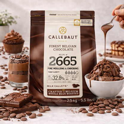 Callebaut Rezept No. 2665 Kuvertüre Callets, Vollmilchschokolade mit 32,8% Kakao, zum Backen, 2,5kg Verpackung