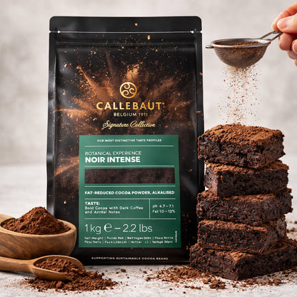 Callebaut Cacao Barry Noir Intense dunkle Kakaopulver Verpackung, ideal für Frühstück und Backen, 1kg.