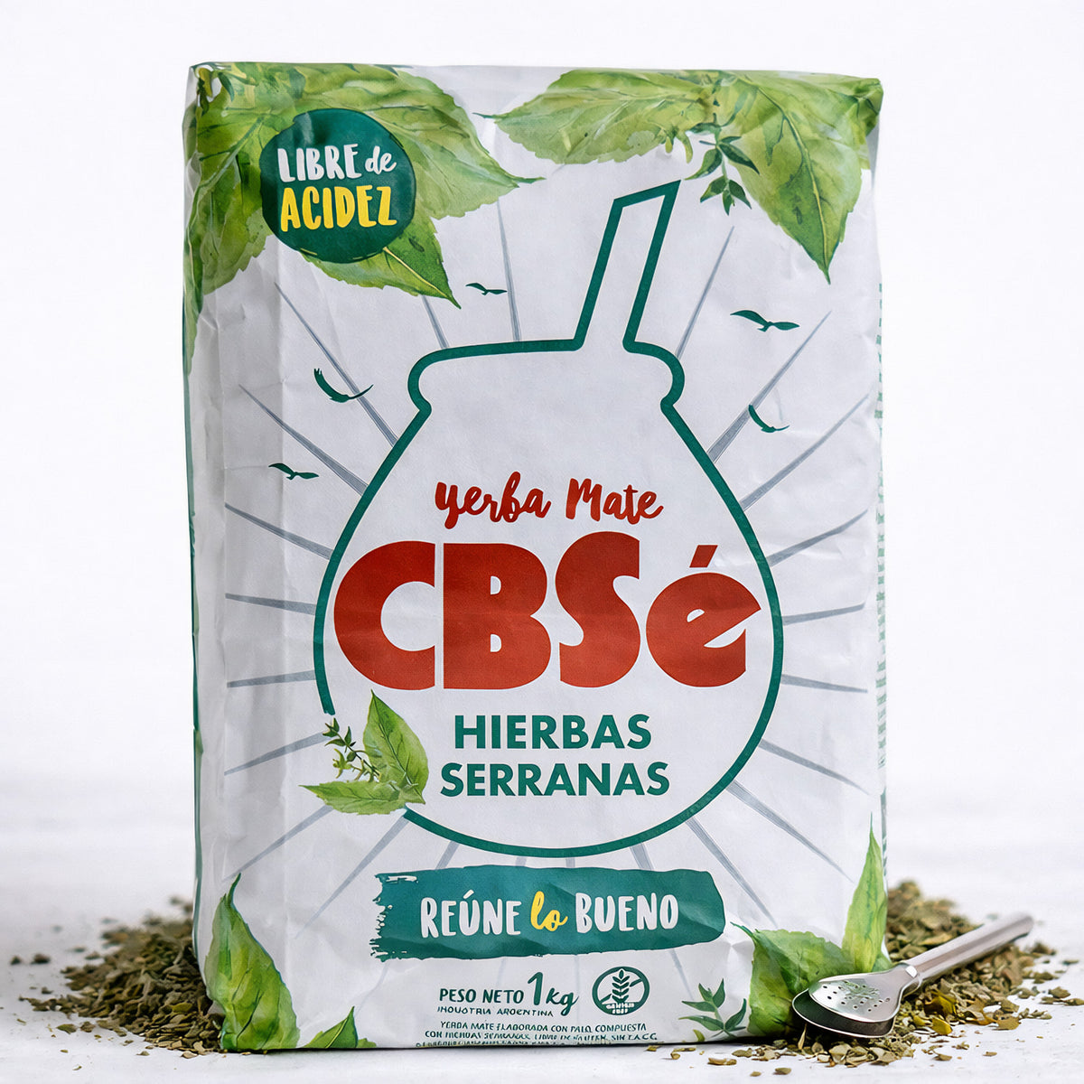 CBSé Hierbas Serranas Mate Tee aus Argentinien, getrocknete Kräuter in einer Packung, ideal für traditionelles Mate-Trinken.