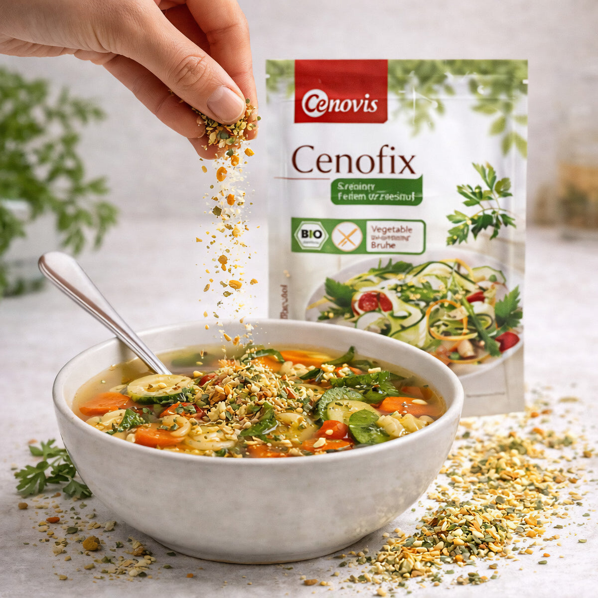 Bio Cenofix mit Kräutern von Cenovis, Kochbeutel mit Kräutergeschmack, 12er Pack, für aromatische Gerichte