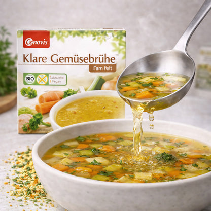 Cenovis klare Gemüsebrühe, hefefrei, ab 126g, ideal zum Kochen, in einer Verpackung mit Gemüsebrühwürfeln