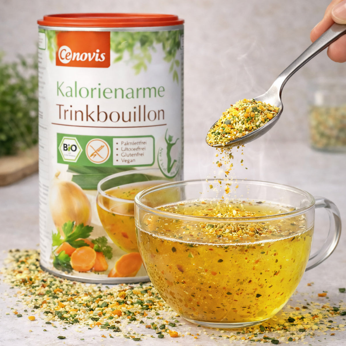 Cenovis kalorienarme Bio-Trinkbouillonung in 270g Packung, ideal fürs Kochen, mit natürlichen Bio-Zutaten.