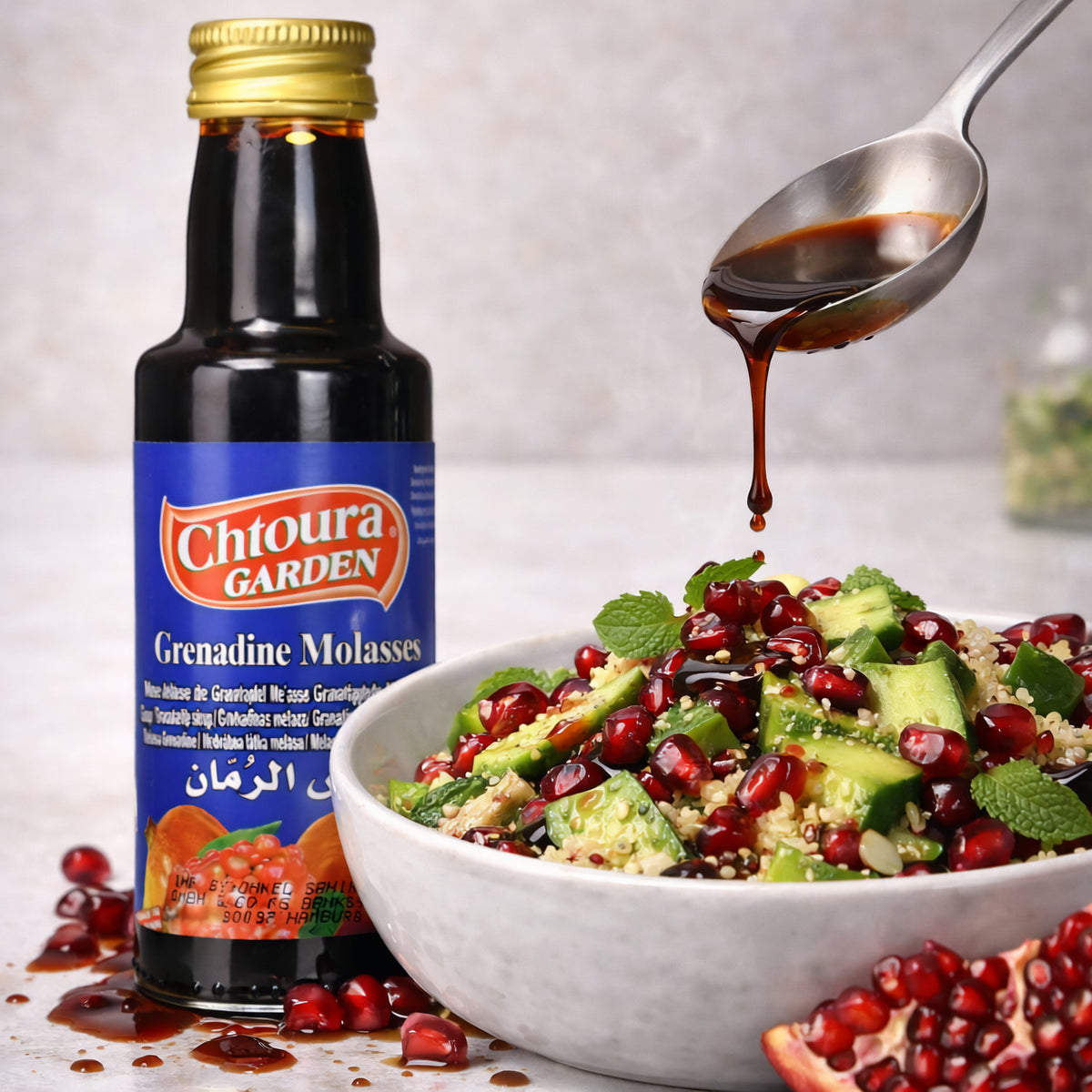 Chtoura Garden Granatapfel Sirup in 250ml Flasche, ideal zum Kochen, mit fruchtigem Geschmack und natürlichen Zutaten