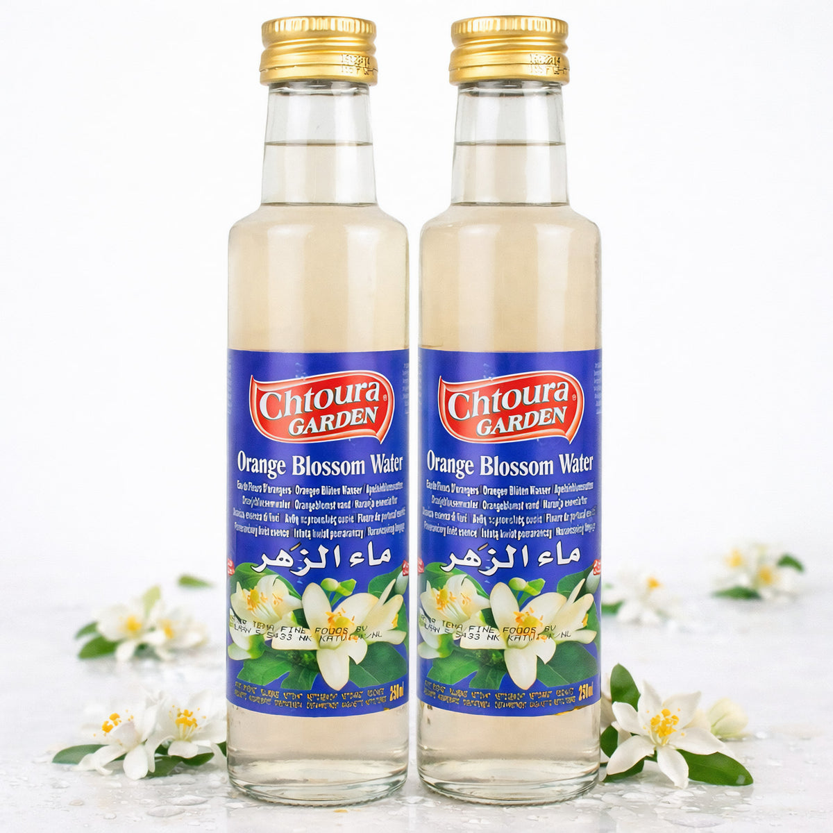 Chtoura Garden Orientalisches Orangenblütenwasser in einer 250ml Flasche, ideal zum Backen, mit frischem Orangenduft.