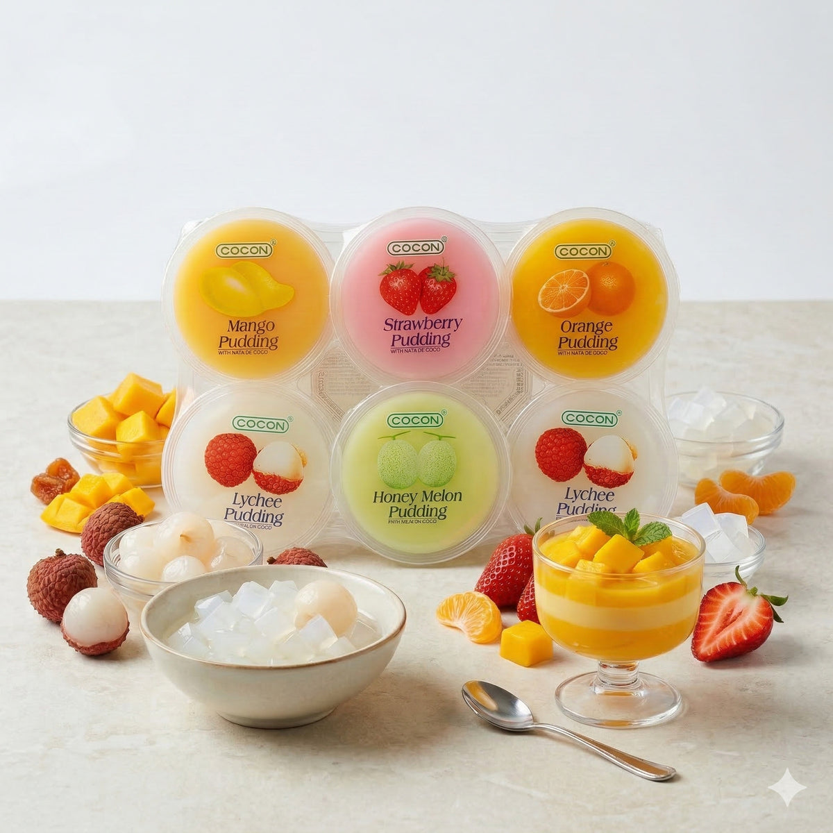 Cocon Pudding mit Fruchtgeschmack, Snacks, cremige Textur in 480g Packung, für Naschkatzen