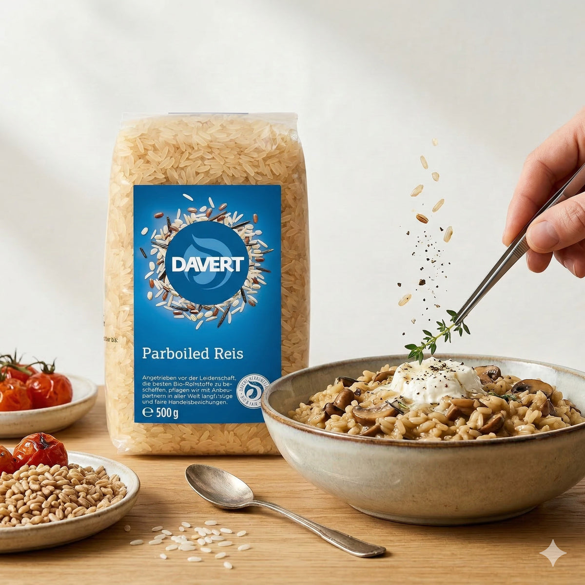 Weißer Langkorn-Parboiled-Reis von Davert in 4x500g Packungen, ideal zum Kochen, mit lockerer Textur und natürlichen Geschmack.