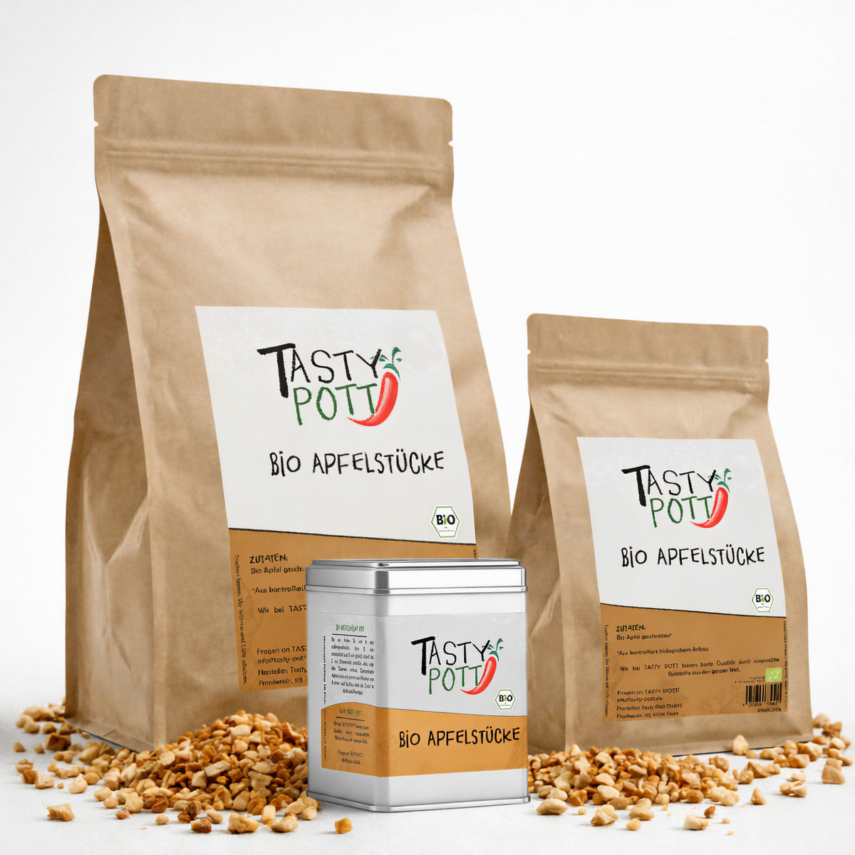 Tasty Pott Bio feine Apfelstücke - verschiedene Größen im Beutel