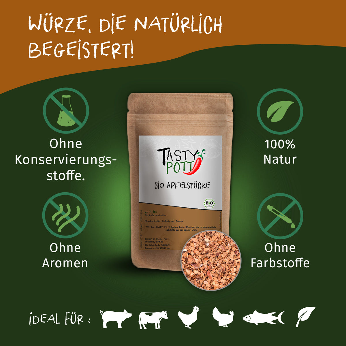 Tasty Pott Bio feine Apfelstücke - verschiedene Größen im Beutel — Abbildung 2