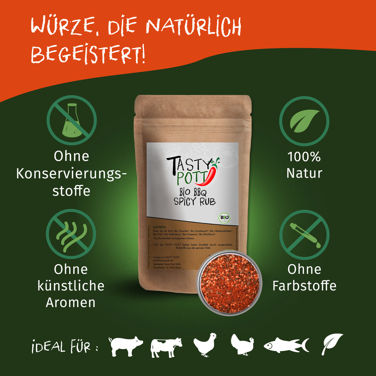 Tasty Pott Bio Spicy BBQ Rub Grillgewürz - im Beutel — Abbildung 2
