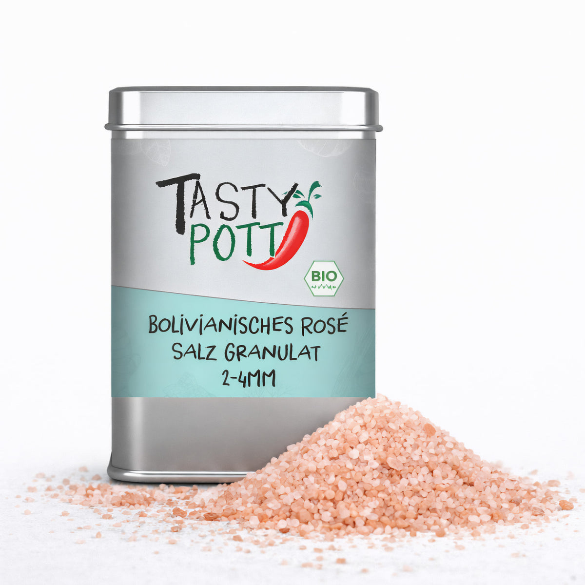 Tasty Pott Bolivianisches Rosé Salz Granulat (2-4mm) - 100g Dose
