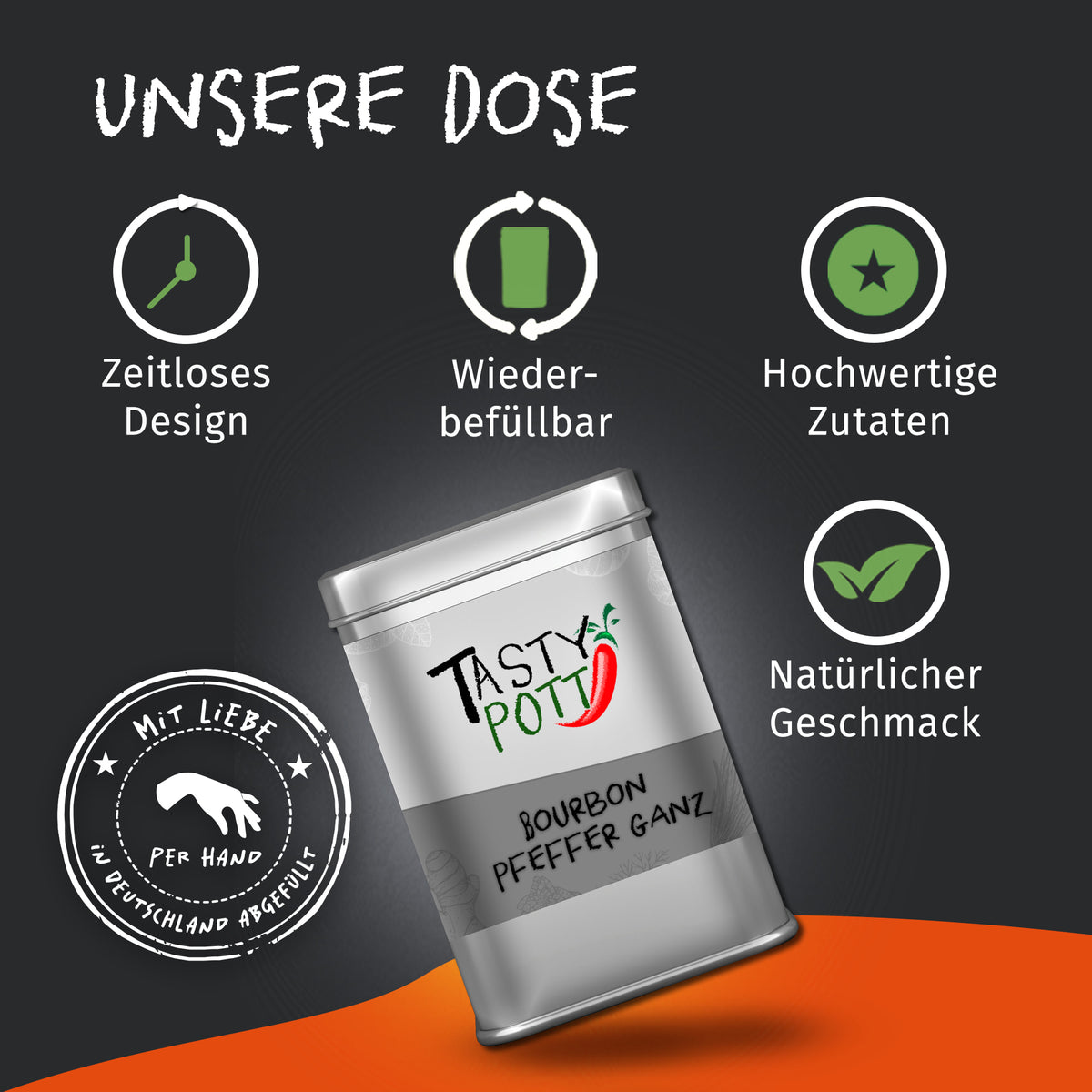 Tasty Pott Bourbon Pfeffer - schwarz, ganz 50g — Abbildung 3