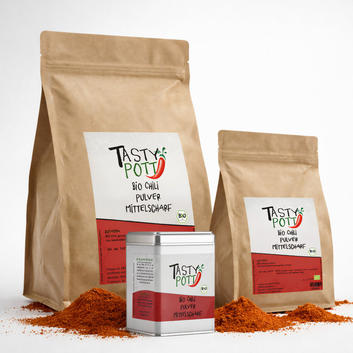 Tasty Pott Bio Chili Pulver mittelscharf - in verschiedenen Größen im Beutel