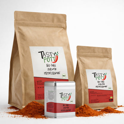 Tasty Pott Bio Chili Pulver mittelscharf - in verschiedenen Größen im Beutel