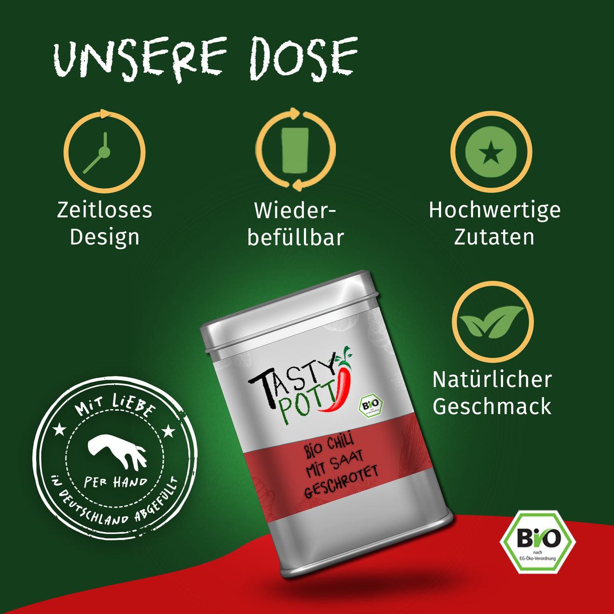 Tasty Pott Bio Chili geschrotet - mit Saat - 60g — Abbildung 3