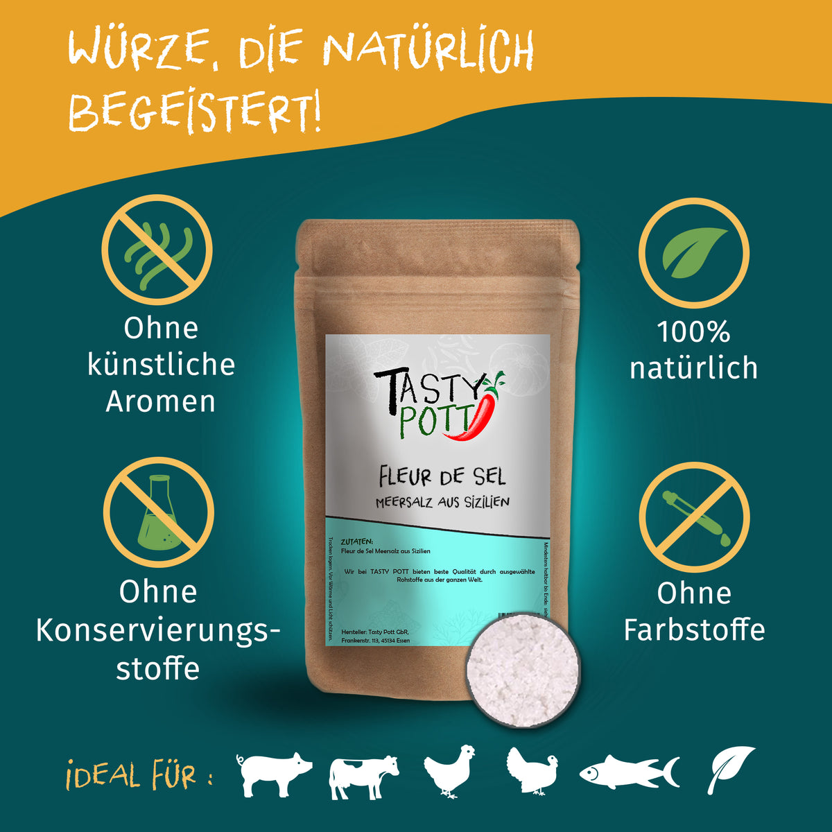 Tasty Pott Fleur de Sel Meersalz - 150g Dose — Abbildung 2