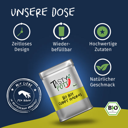 Tasty Pott Bio Hot Curry Madras - scharf - 100g Dose — Abbildung 3
