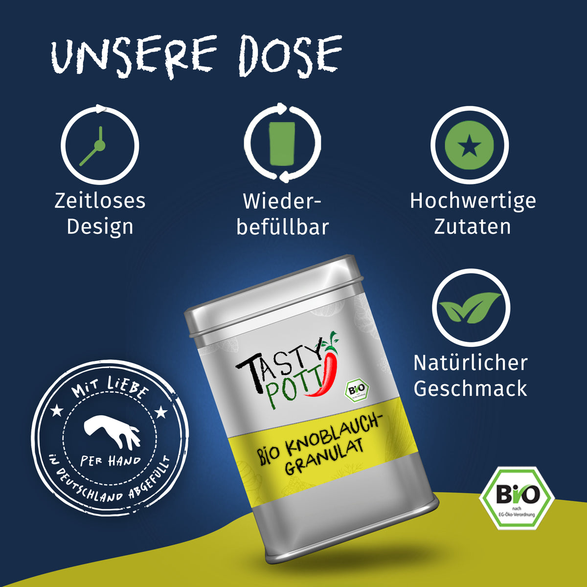 Tasty Pott Bio Knoblauchgranulat 100g Dose — Abbildung 3