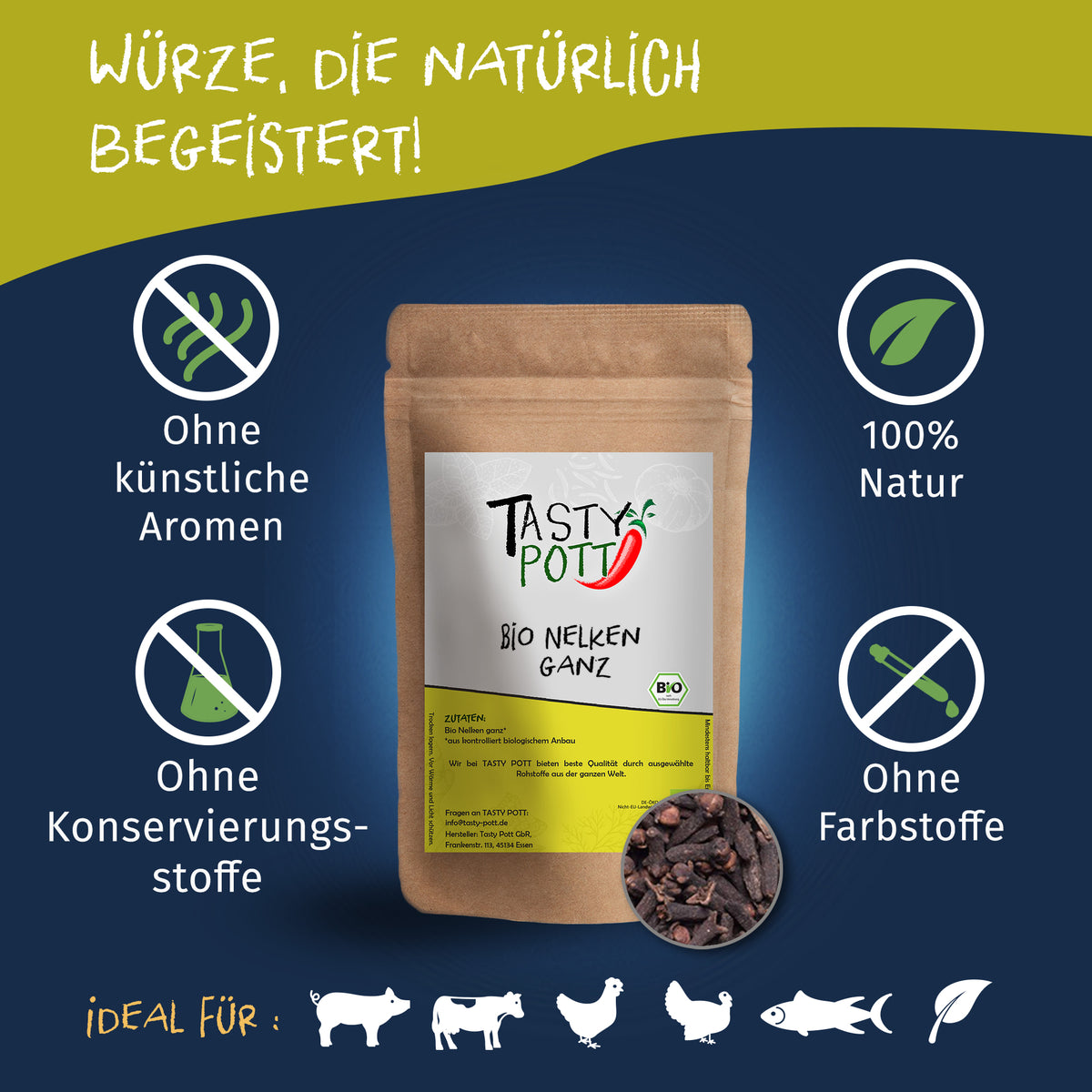 Tasty Pott Bio Nelken ganz - 50g Dose — Abbildung 2