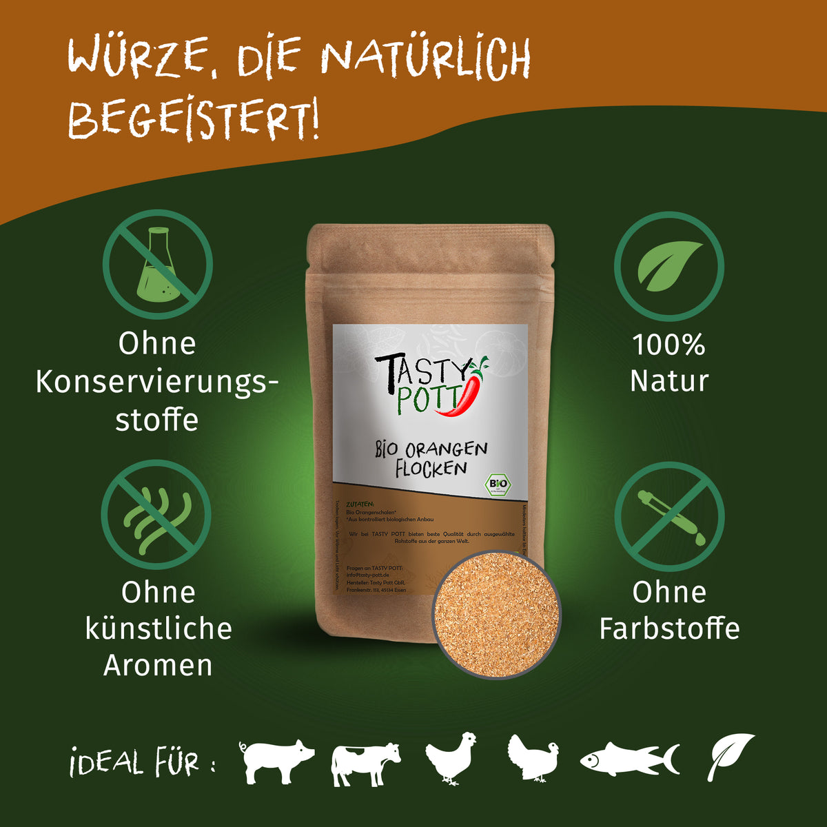 Tasty Pott Bio Orangenschalen Flocken - im Beutel — Abbildung 2