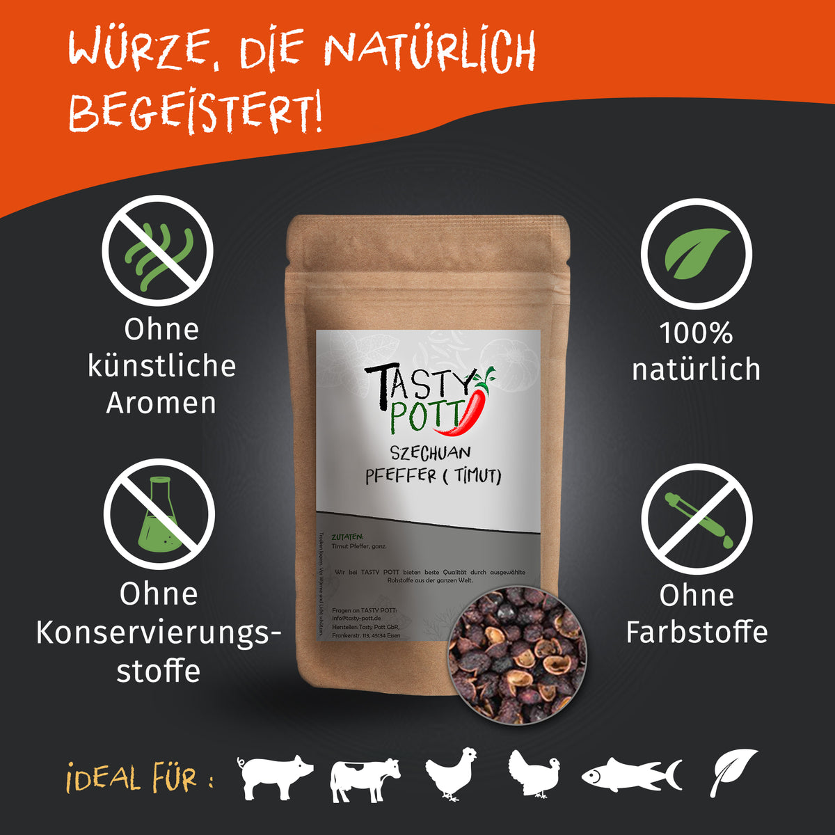 Tasty Pott Szechuan (Timut) Pfeffer ganz 50g Dose — Abbildung 2