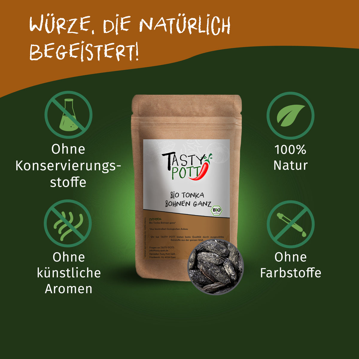 Tasty Pott Bio Tonka Bohnen -ganz- im Beutel — Abbildung 2