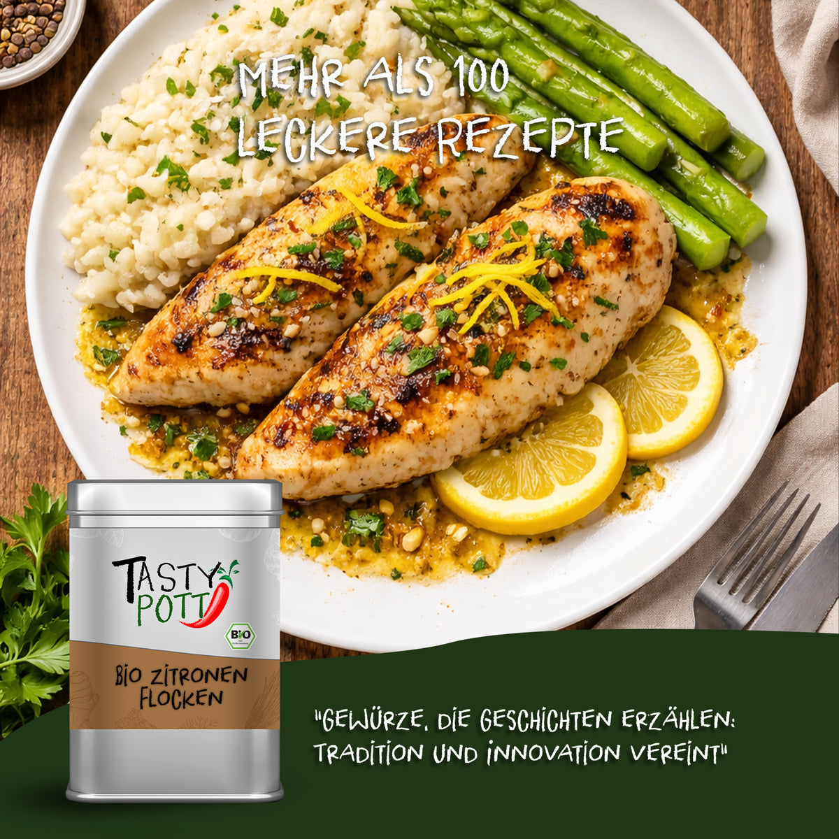 Tasty Pott Bio Zitronenschalen Flocken - 100g Dose — Abbildung 5