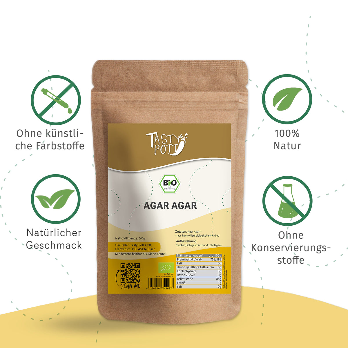 Tasty Pott Bio Agar Agar Pulver - 500g — Abbildung 2