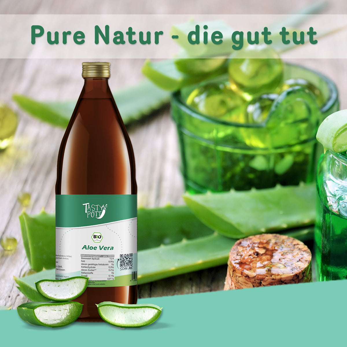 Tasty Pott Bio Aloe Vera Direktsaft 1L Flasche — Abbildung 6